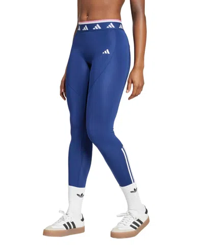Adidas Originals Women's Hyperglam Color Pop Full Length Training Leggings In Dark Blue,white