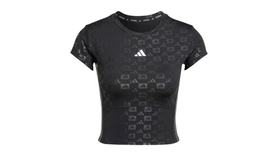 Pre-owned Adidas Originals Women's Hyperglam Emboss T-shirt In Black
