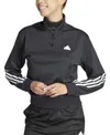 Adidas Originals Women's Iconic 3-stripes Quarter-snap Track Top In Black,white