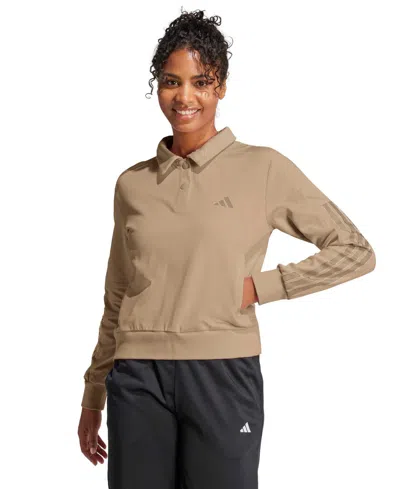 Adidas Originals Women's Iconic 3-stripes Snap Track Top In Brown
