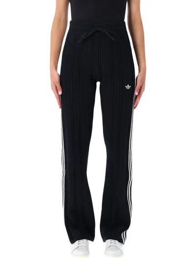 Adidas Originals Women's Knit Wide-leg Track Pants In Black