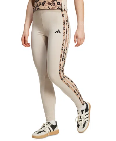 Adidas Originals Women's Leopard-print Cotton-blend High-rise Leggings In Neutral