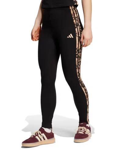 Adidas Originals Women's Leopard-print Cotton-blend High-rise Leggings In Black