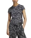 Adidas Originals Women's Leopard-print Trim Slim-fit T-shirt In Black