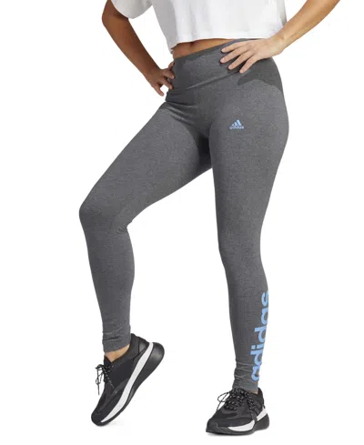 Adidas Originals Women's Linear-logo Full Length Leggings In Gray