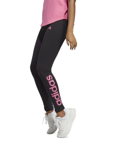 Adidas Originals Women's Linear-logo Full Length Leggings, Xs-4x In Black,pulse Magenta