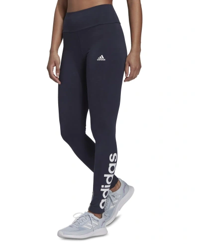 Adidas Originals Women's Linear-logo Full Length Leggings, Xs-4x In Legend Ink,white