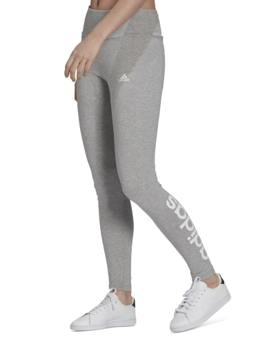 Adidas Originals Women's Linear-logo Full Length Leggings, Xs-4x In Medium Grey Heather,white