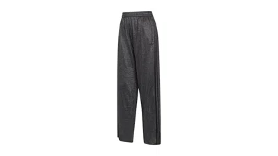 Pre-owned Adidas Originals Women's Lurex Firebird Track Pants In Black/silver Metallic In Multi