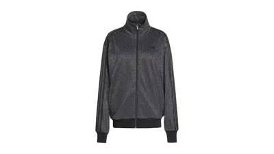 Pre-owned Adidas Originals Women's Lurex Firebird Track Top In Black/silver Metallic In Multi