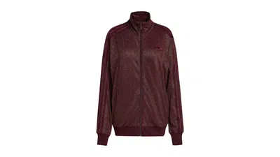 Pre-owned Adidas Originals Women's Lurex Firebird Track Top In Maroon/gold Metallic In Multi