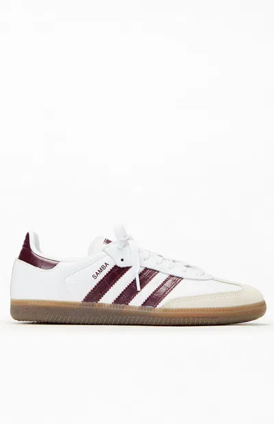 Adidas Originals Women's Maroon Samba Og Sneakers In White