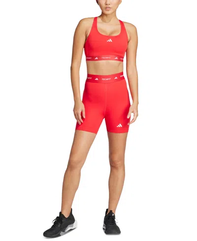 Adidas Originals Women's Medium-impact Logo-band Sports Bra In Pure Ruby