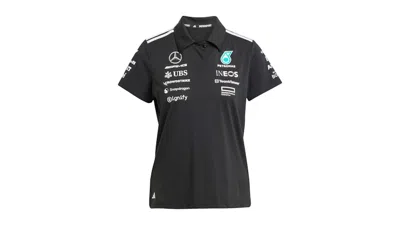 Pre-owned Adidas Originals Women's Mercedes Amg Petronas Formula Team Polo Shirt In Black/white In Multi