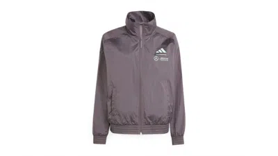 Pre-owned Adidas Originals Women's Mercedes Amg Petronas Formula Team Premium Woven Track Top In Grey Strata/frozen Green In Multi