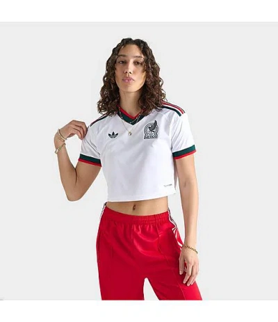 Adidas Originals Women's Mexico 2026 Away Cropped Jersey In White