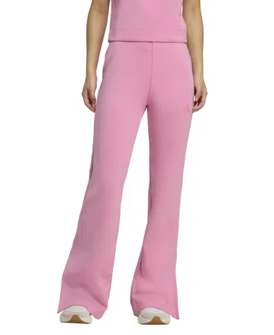 Adidas Originals Women's Mid-rise Pull-on Flare-leg Logo Pants In Pink