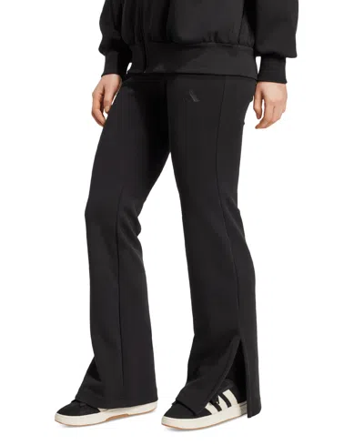 Adidas Originals Women's Mid-rise Pull-on Flare-leg Logo Pants In Black