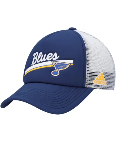 Adidas Originals Women's Navy, White St. Louis Blues Foam Trucker Snapback Hat In Navy,white