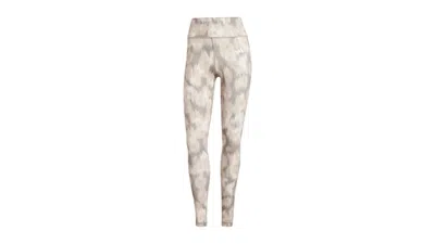 Pre-owned Adidas Originals Women's Optime Essentials Allover Print Flower Tiedye Leggings In Wonder Beige/silver Pebble