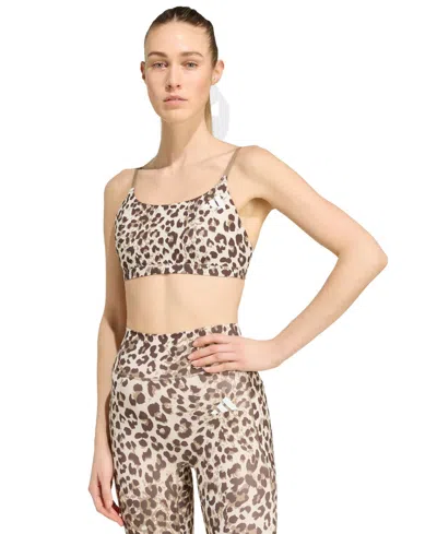 Adidas Originals Women's Optime Essentials Workout Leopard Print Bra In Brown