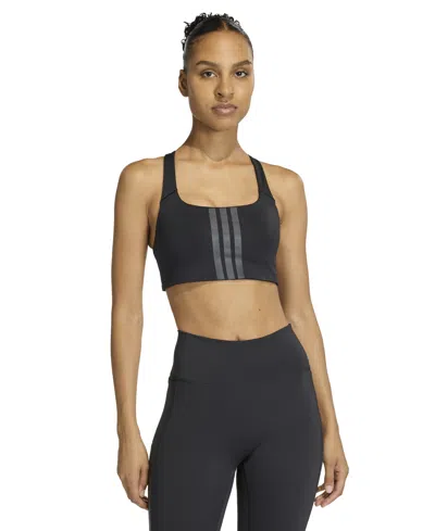 Adidas Originals Adidas Opt 3-stripes Medium Support Sports Bra In Black