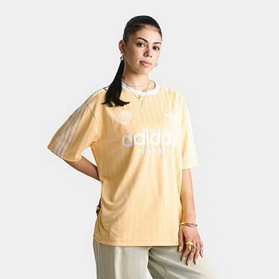 Adidas Originals Women's Originals 3 Stripes Oversized Soccer Jersey T-shirt In Yellow