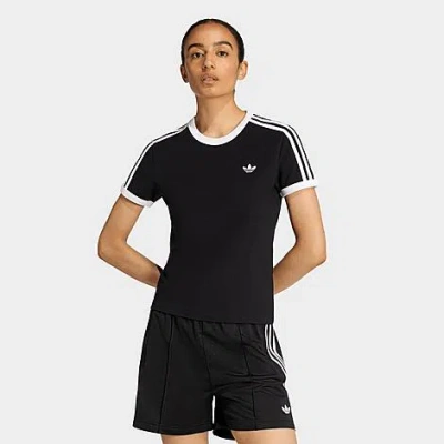 Adidas Originals Women's Originals 3-stripes Slim T-shirt In Black