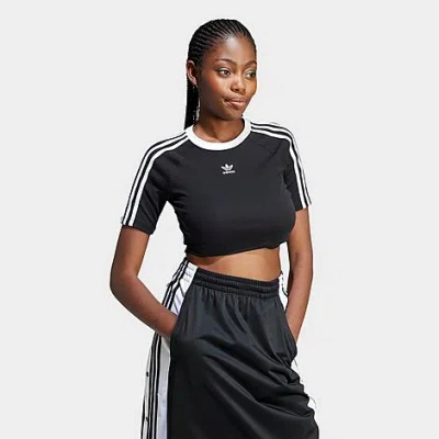 Adidas Originals Women's Originals Adicolor 3-stripes Baby T-shirt In Black