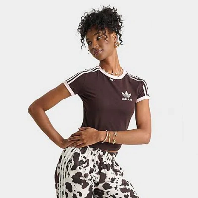 Adidas Originals Women's Originals Adicolor 3-stripes Baby T-shirt Size: Xl In Brown