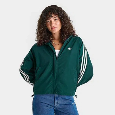 Adidas Originals Women's Originals Adicolor 3-stripes Woven Windbreaker Jacket In Green