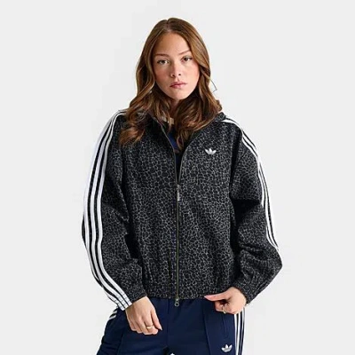 Adidas Originals Women's Originals Allover Print Firebird Oversized Track Jacket In Black