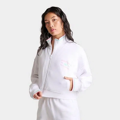 Adidas Originals Women's Originals Classic Sport Script Fleece Track Top In White