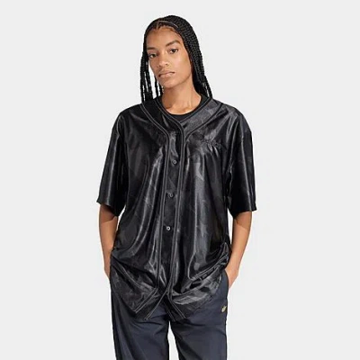 Adidas Originals Women's Originals Denim Graphic Baseball Jersey In Black