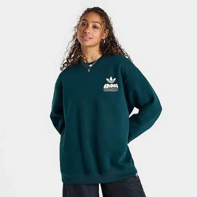Adidas Originals Women's Originals Essential Wave Bubble Oversized Crewneck Sweatshirt In Blue