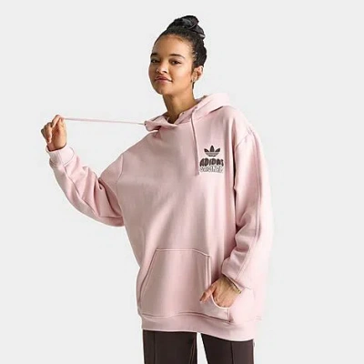 Adidas Originals Women's Originals Essential Wave Bubble Oversized Hoodie In Pink
