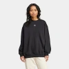 Adidas Originals Women's Originals Essentials Fleece Long Oversized Crewneck Sweatshirt In Black