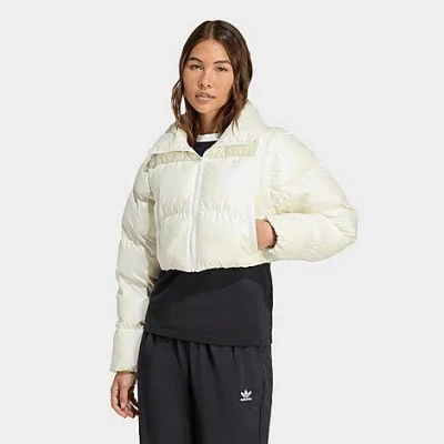 Adidas Originals Women's Originals Essentials Glossy Two-in-one Cropped Puffer Jacket In White