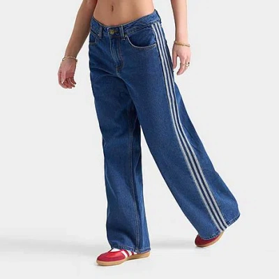 Adidas Originals Stripe Wide-leg Jeans In Blue