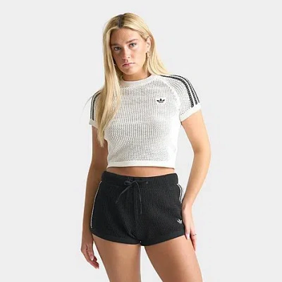 Adidas Originals Women's Originals Knitted Crochet Cali T-shirt In Animal Print