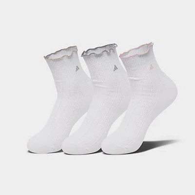 Adidas Originals Women's Originals Ruffle Quarter Socks (3-pack) In White