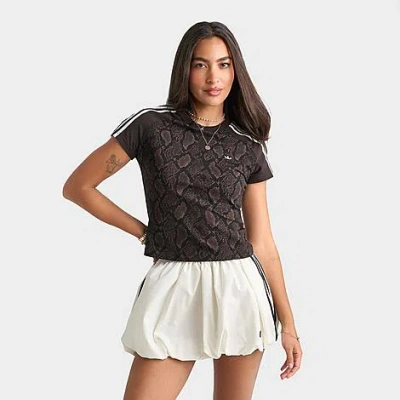 Adidas Originals Women's Originals Snakeskin Print Cali T-shirt In Black