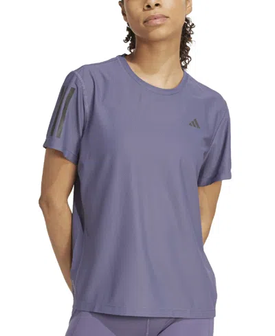 Adidas Originals Women's Own The Run Logo T-shirt In Blue