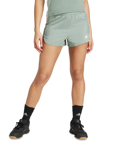 Adidas Originals Women's Pacer 3-stripes High-rise Woven Training Shorts In Silgrn,whi