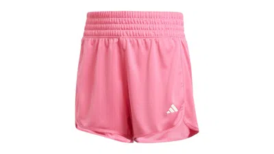 Pre-owned Adidas Originals Women's Pacer Essentials Knit Highrise Shorts In Pink Fusion/white