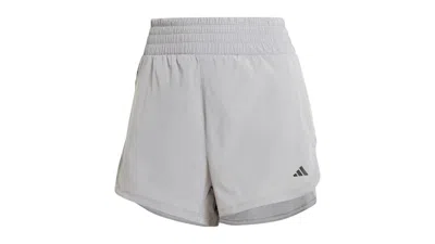 Pre-owned Adidas Originals Women's Pacer Stretchwoven Zipper Pocket Lux Shorts In Grey Three