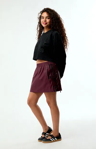 Adidas Originals Women's Pleather Adibreak Mini Skirt In Maroon In Burgundy
