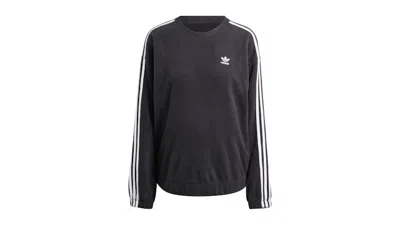 Pre-owned Adidas Originals Women's Polar Fleece Crew Loose Sweatshirt In Black