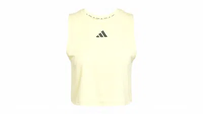 Pre-owned Adidas Originals Women's Power 3stripes Boxy Tank Top In Powder Yellow