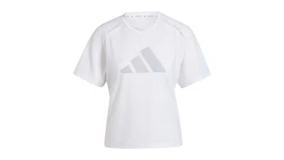 Pre-owned Adidas Originals Women's Power Performance Big Logo T-shirt In White